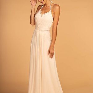 Halter Neck Chiffon Long Dress GSGL2606